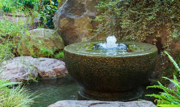 Water feature in Australian home backyard