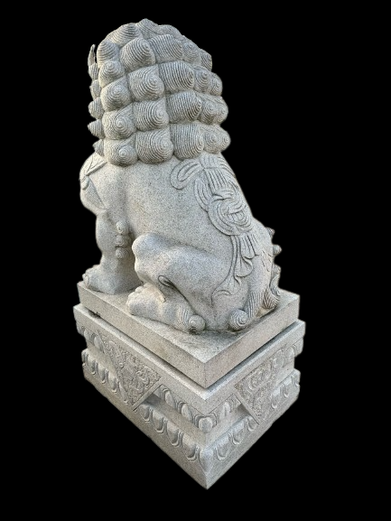 Granite Temple Foo Dogs Statue Pair