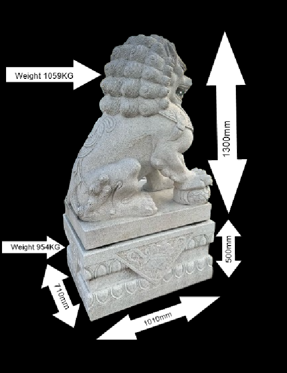 Granite Temple Foo Dogs Statue PAIR